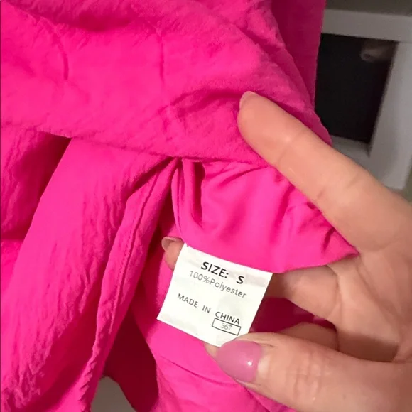 Hot Pink Puff Sleeve Dress size small - Picture 6 of 6